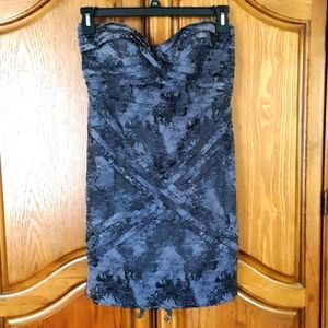 C Luce Strapless Purple & Steel Dress Medium